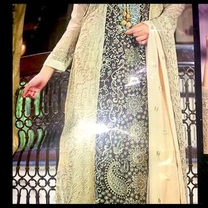 Long Pakistani/ Indian semi  unstitched outfit